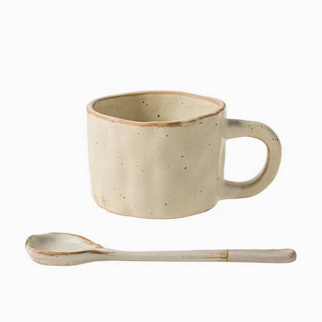 MUG AVEC CUILLERE | IVOIRE MAT Maison Fadëma